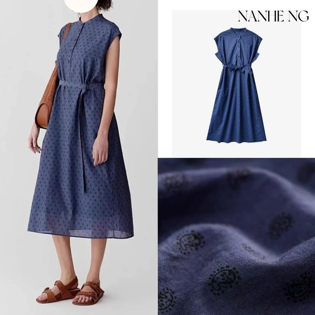 5430女装25夏季新款全棉细布中长连衣裙显瘦气质收腰