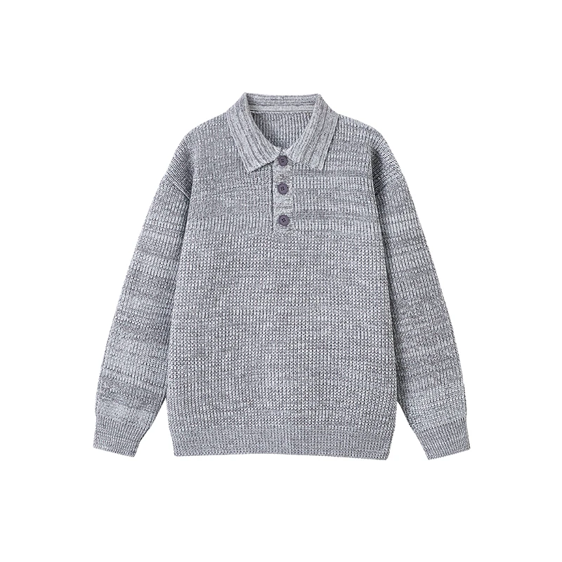 灰色老钱风polo领毛衣男款秋季cleanfit痞帅高级感宽松套头针织衫