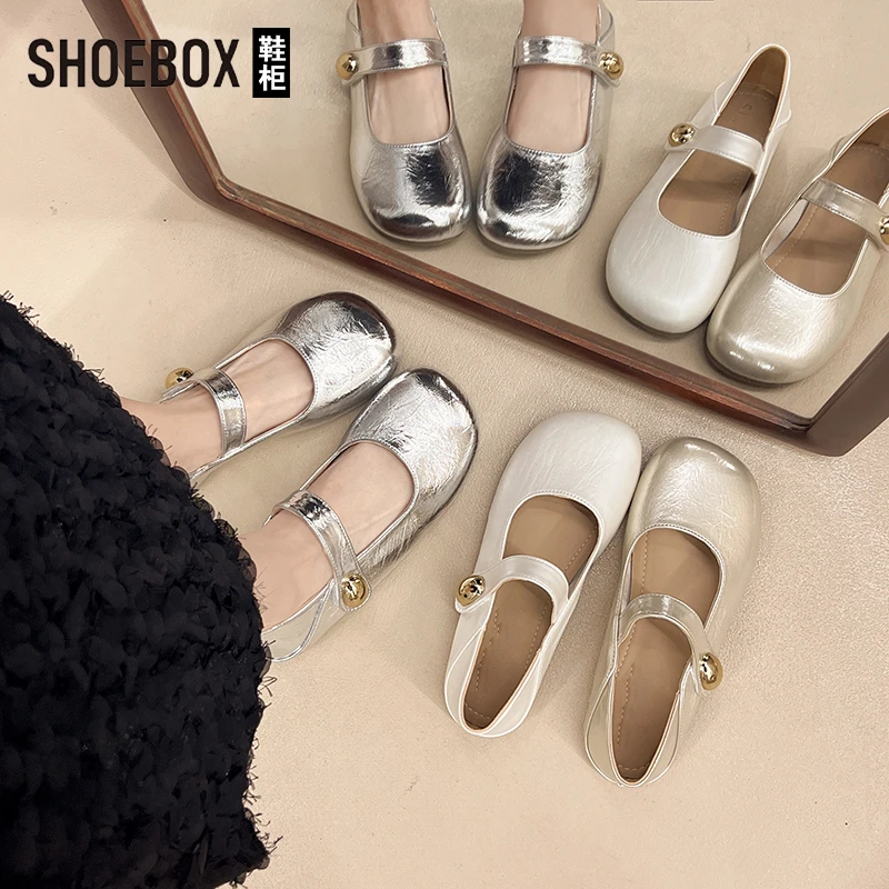 达芙妮集团旗下法式绝美玛丽珍单鞋女夏2025新款平底豆豆鞋小皮鞋