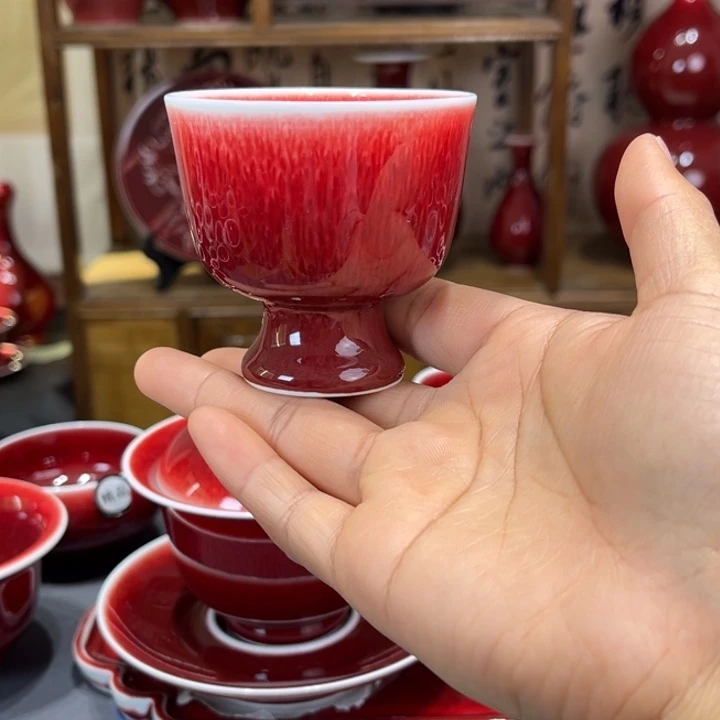 景德镇陶瓷浅行窑高足杯