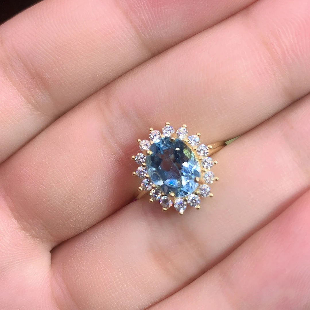 托帕石戒指银S925镶嵌