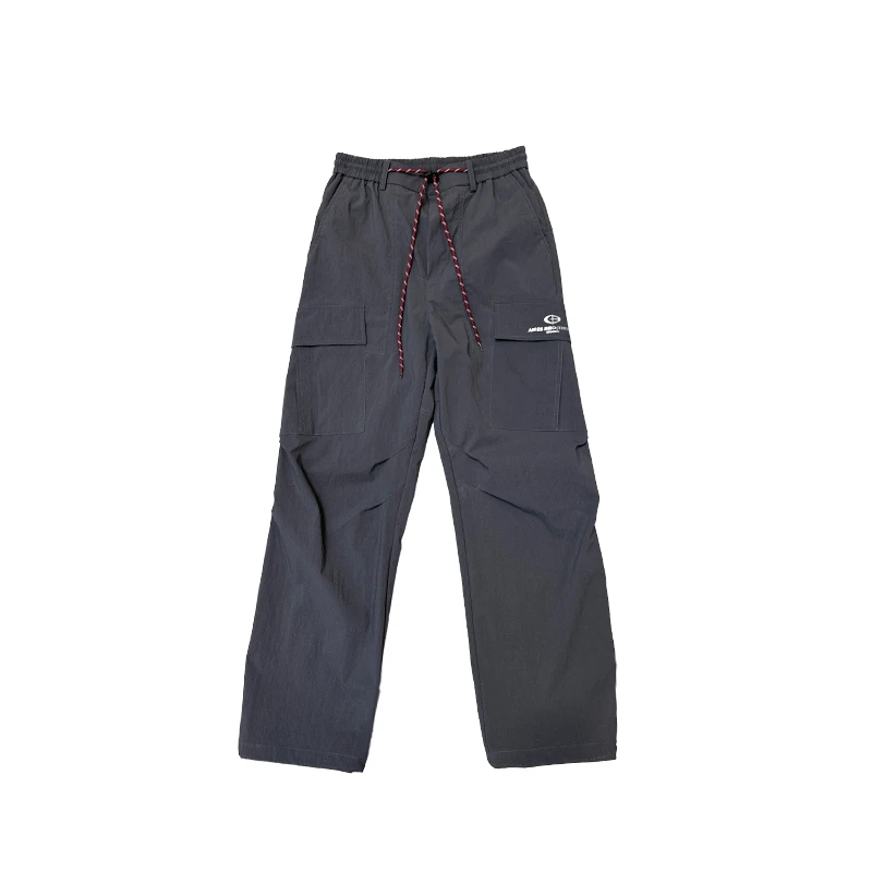 [JJ]灰色系带时尚大口袋薄款透气夏季休闲直筒工装裤（夏日满满）