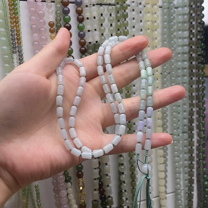 淮***馆翡翠未镶嵌颈饰项链