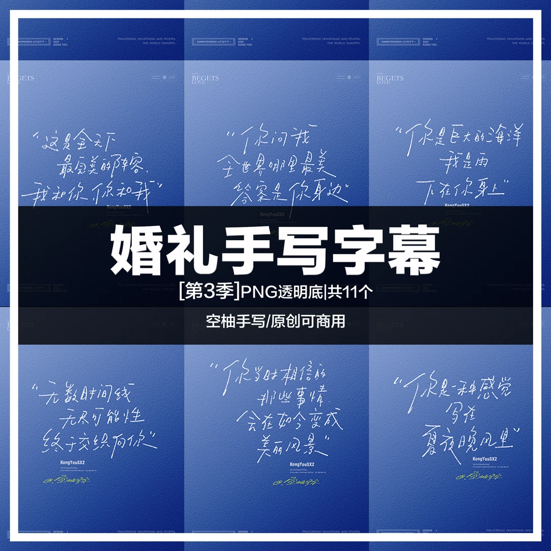 婚礼手写字幕第3季|共11个，PNG透明底适用所有软件