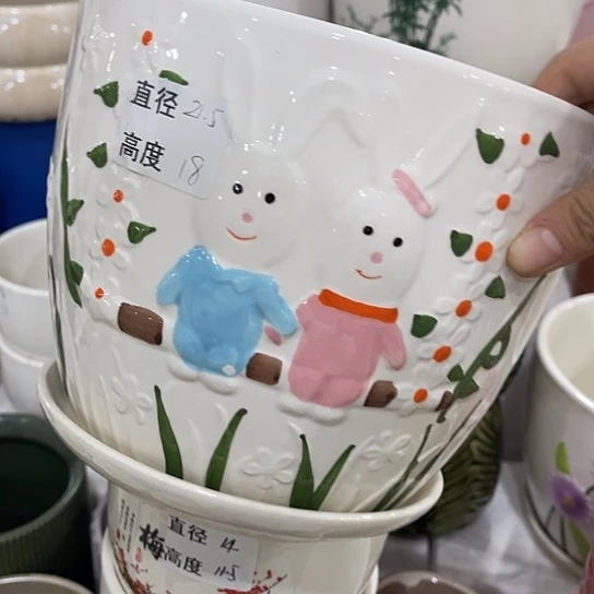 多肉绿植陶瓷花盆9.9包邮，有孔