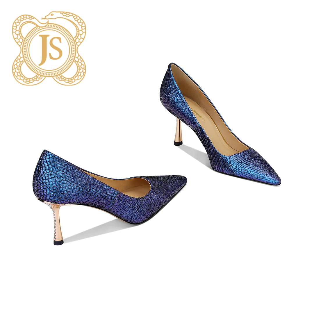 已开价，1137D52516Z气质蓝色轻奢银色渐变细高跟宴会跟鞋单鞋女