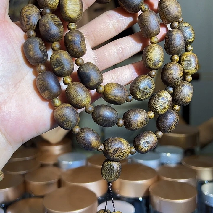 沉香手串老料留疤多圈绿棋60