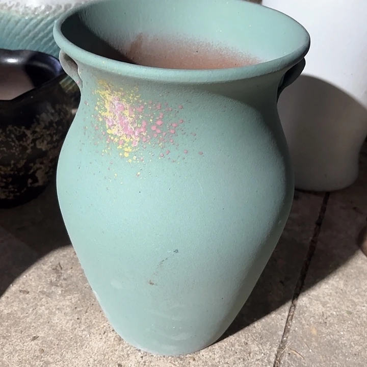 紫砂茶碗绿泼墨20高度32