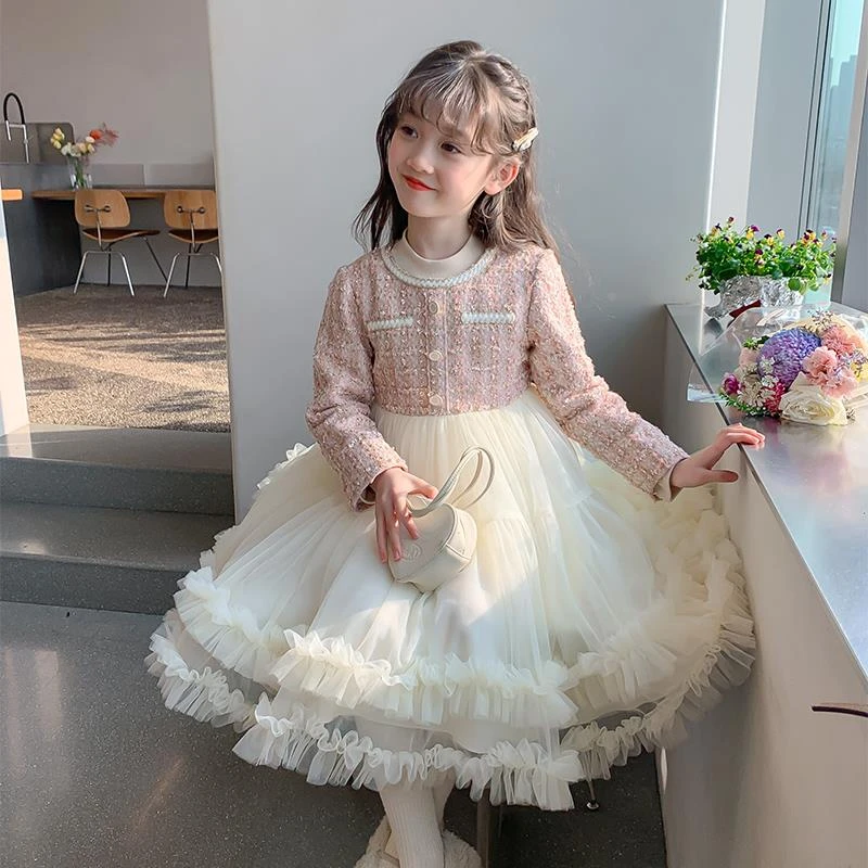 公主裙女童秋冬款2025新款冬装加绒儿童冬季裙子女孩小香风连衣裙