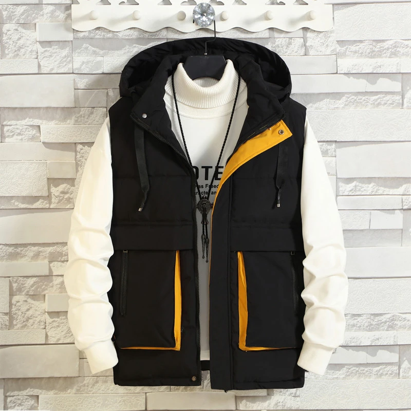 秋冬季时尚欧美潮流休闲百搭工装马甲加厚保暖防寒棉背心坎肩外套