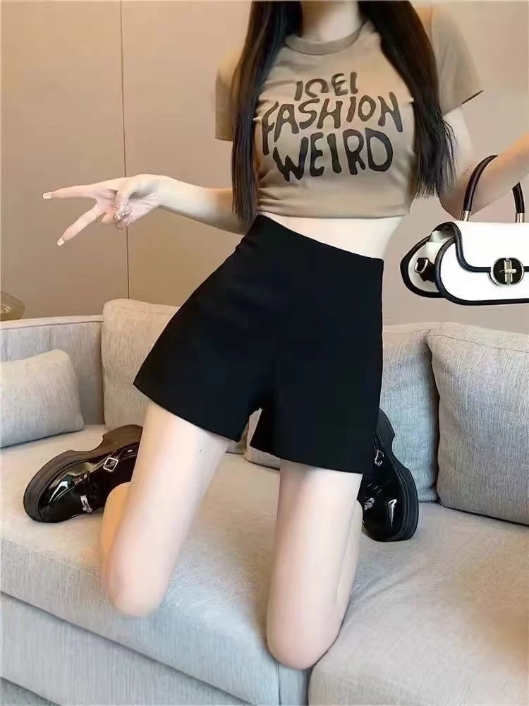 大码秋冬紧身短裤女高腰黑色休闲短裤打底热裤辣妹外穿显瘦906