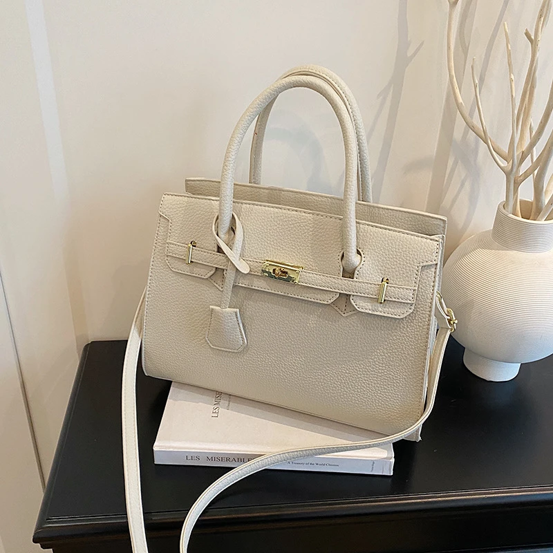 跨境流行撞色凯莉包包女2025潮流新款手提包大容量质感单肩斜挎包