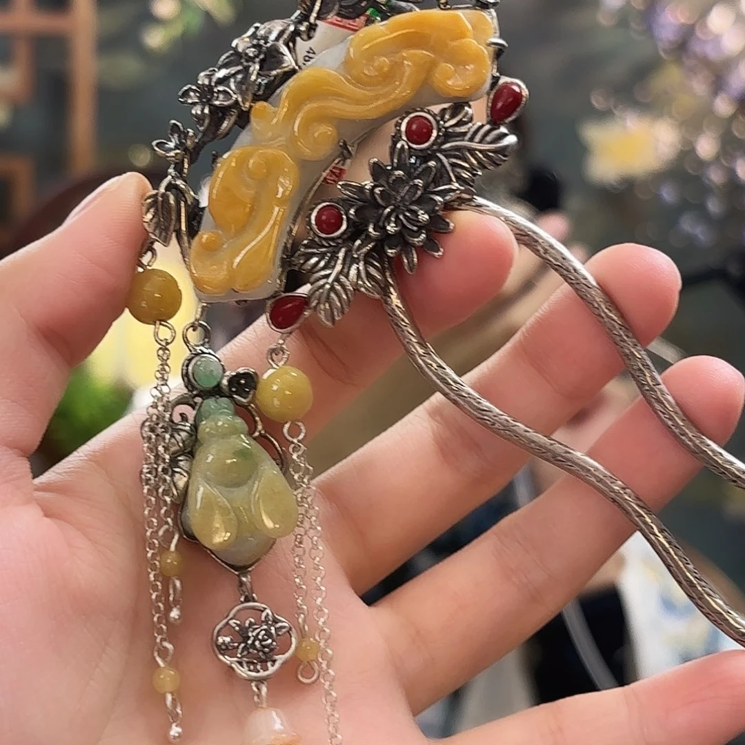 翡翠银S925镶嵌发饰