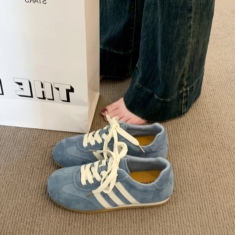 时尚休闲运动鞋女2025春季新款圆头德训鞋平底单鞋女韩版