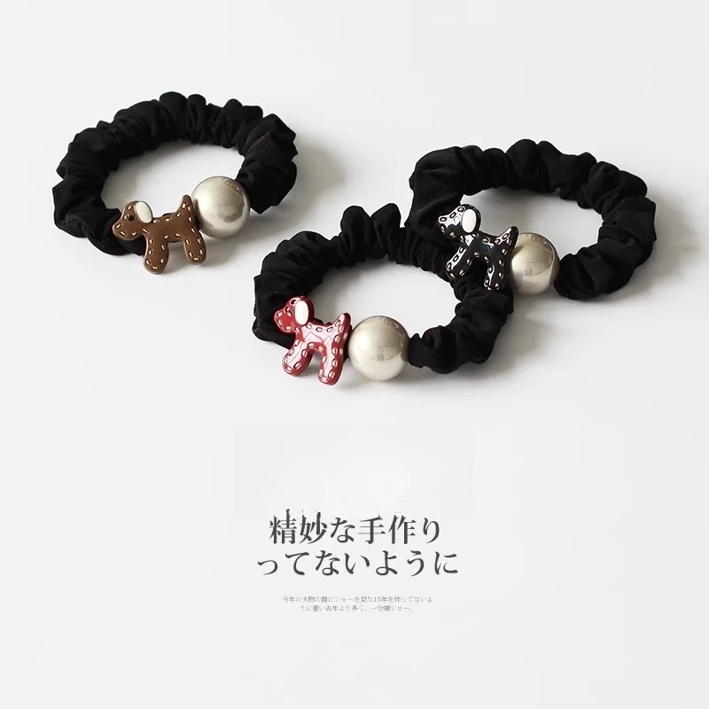 卡通小狗圆球橡皮筋女2025新款个性简约扎马尾高弹力发绳头饰