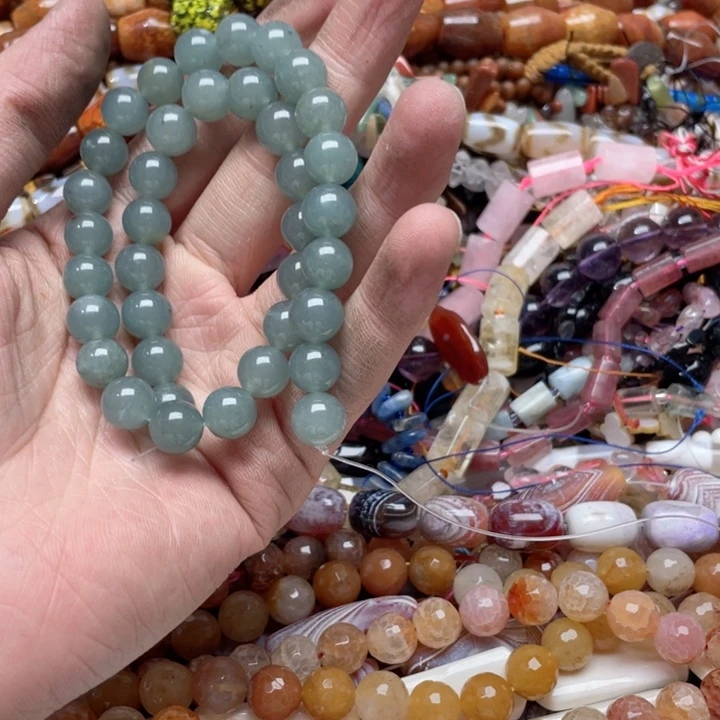 玛瑙/玉髓合金珠宝半成品一条10mm