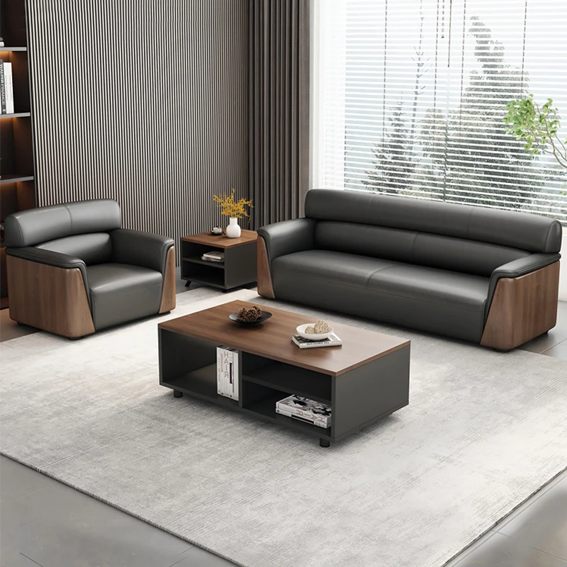 办公沙发简约商务接待会客三人位沙发简易现代办公室沙发茶几组合
