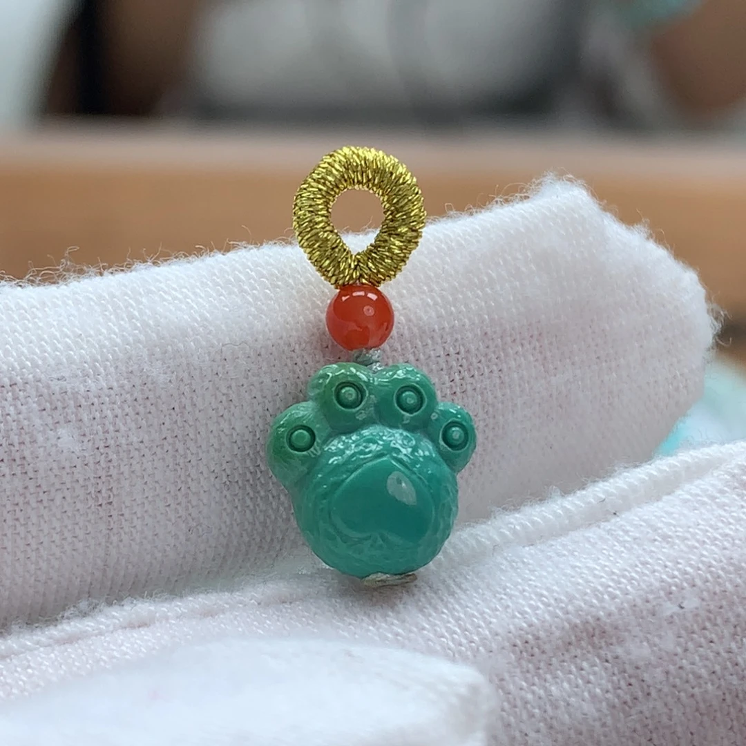 绿松石未镶嵌原矿绿松石小猫爪配饰