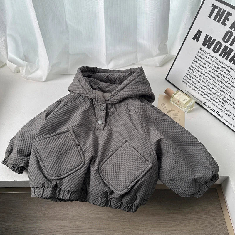 【现货捡漏】儿童加厚外套冬季2024新款男童洋气套头连帽外套