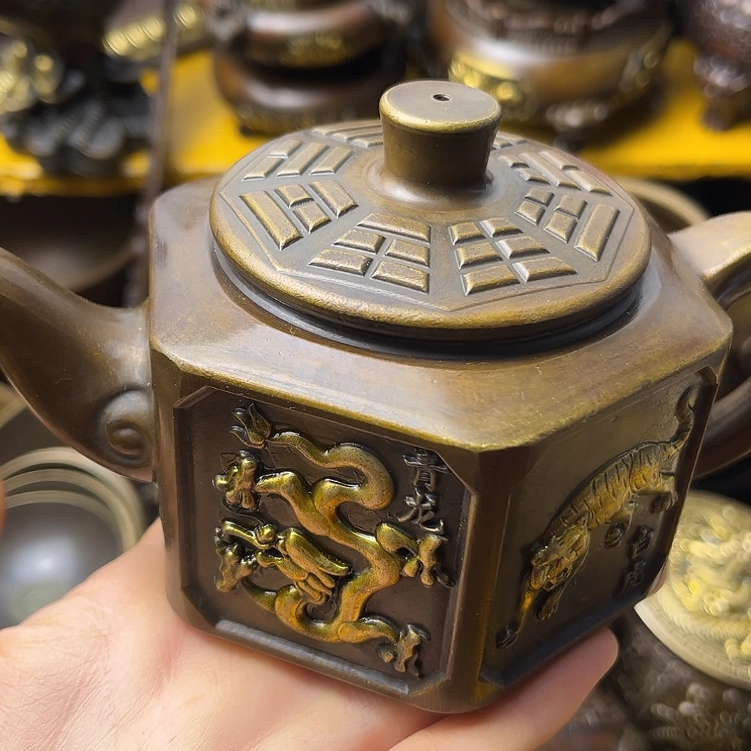 原矿风磨铜精雕摆件