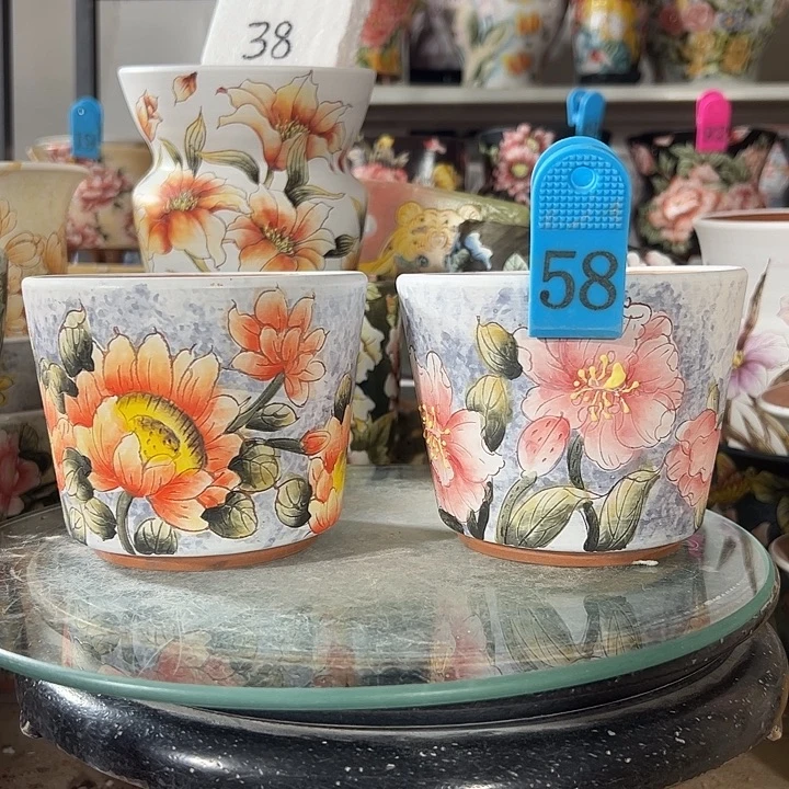 满38包邮 景德镇手绘花盆