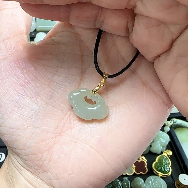 和田玉银S925镶嵌吊坠(不含链)