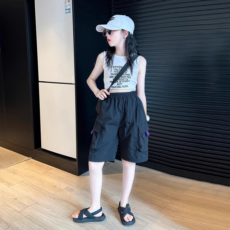 女童夏装速干短裤新款中大童夏季时尚五分裤休闲裤儿童薄款工装裤