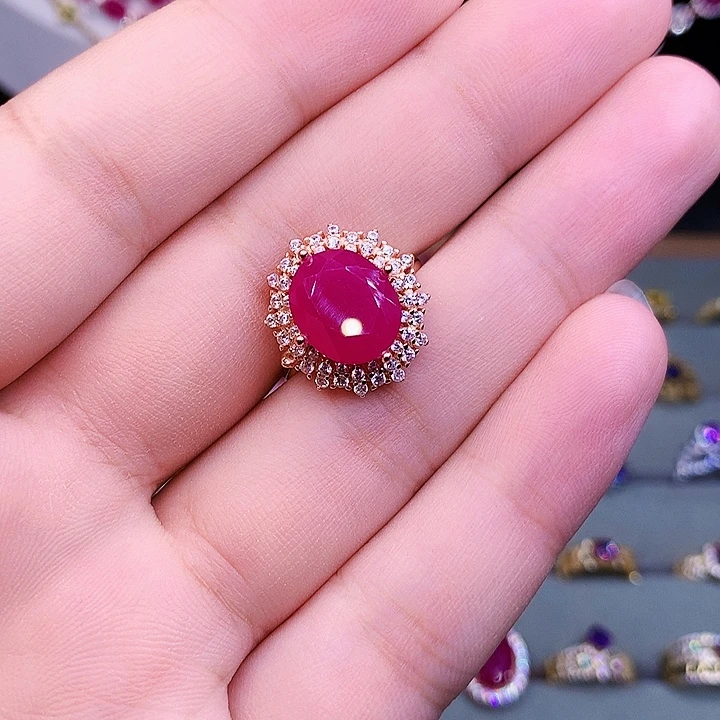 银S925镶嵌戒指红宝石