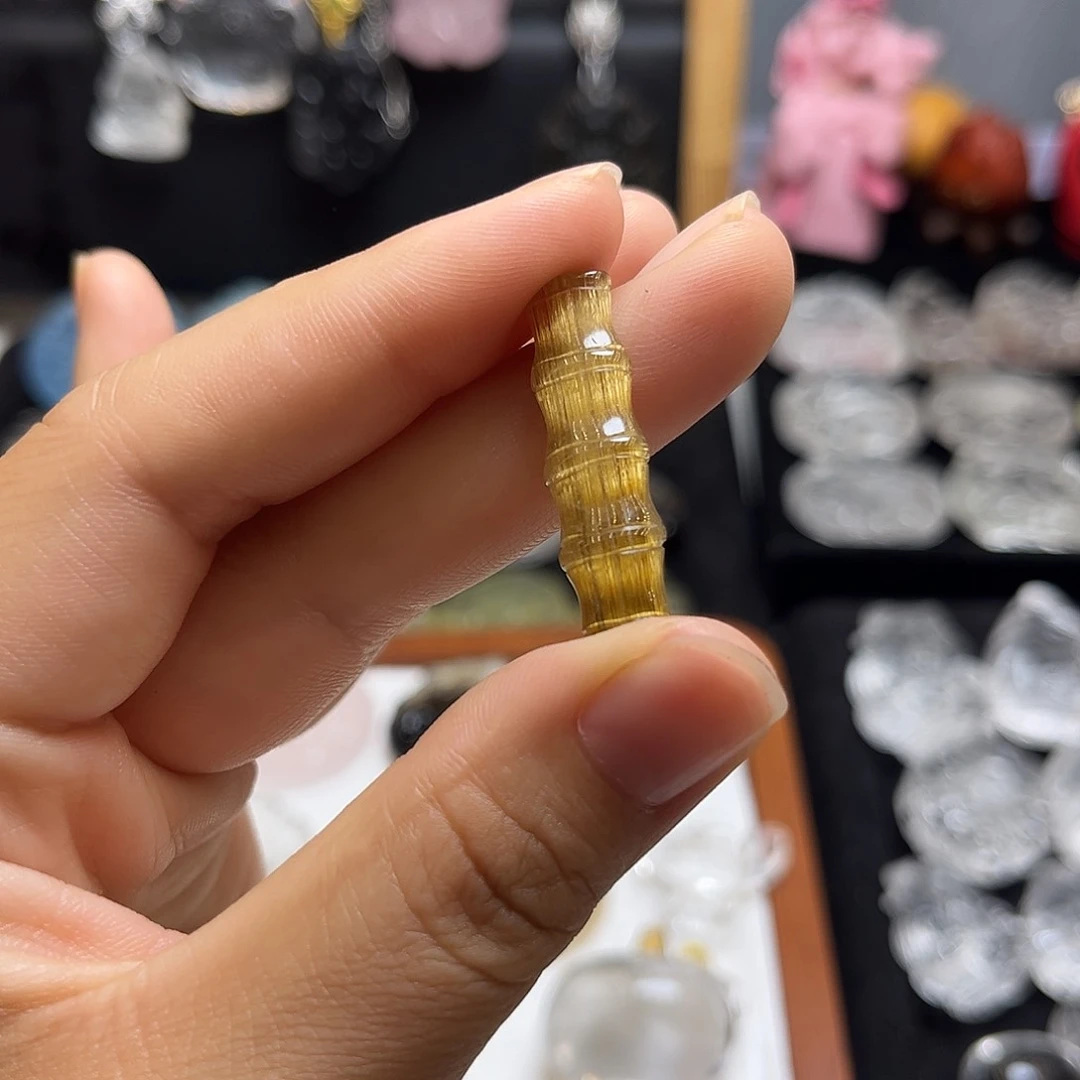 颈饰银S925镶嵌水晶太**金发竹节5