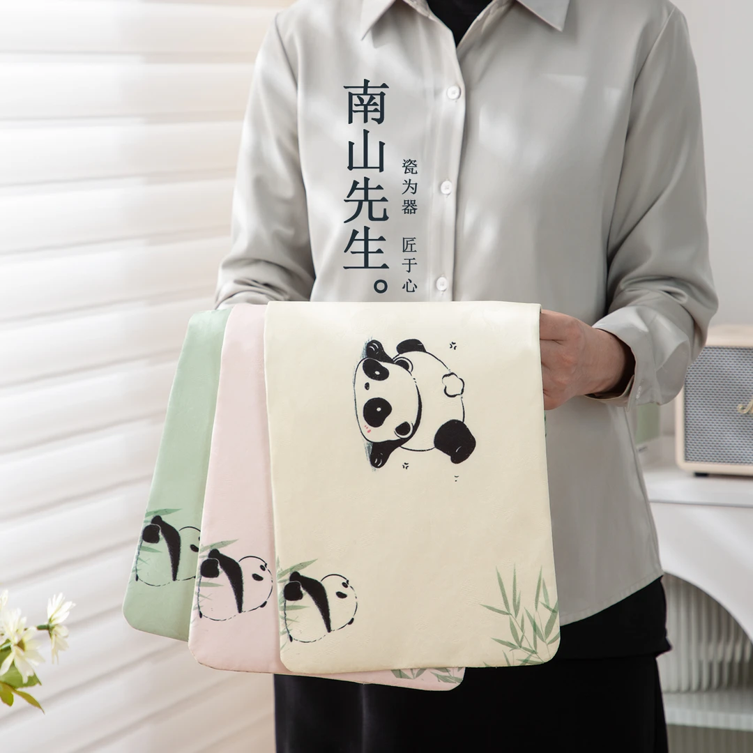 南山先生熊猫茶席创意中式茶道零配茶杯垫子加厚防水桌布高档家用