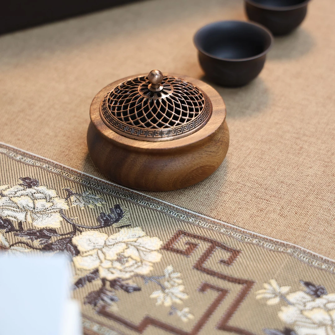 胡桃木高端木质香炉 家用室内香薰炉 沉香檀香熏香炉10*10*4cm