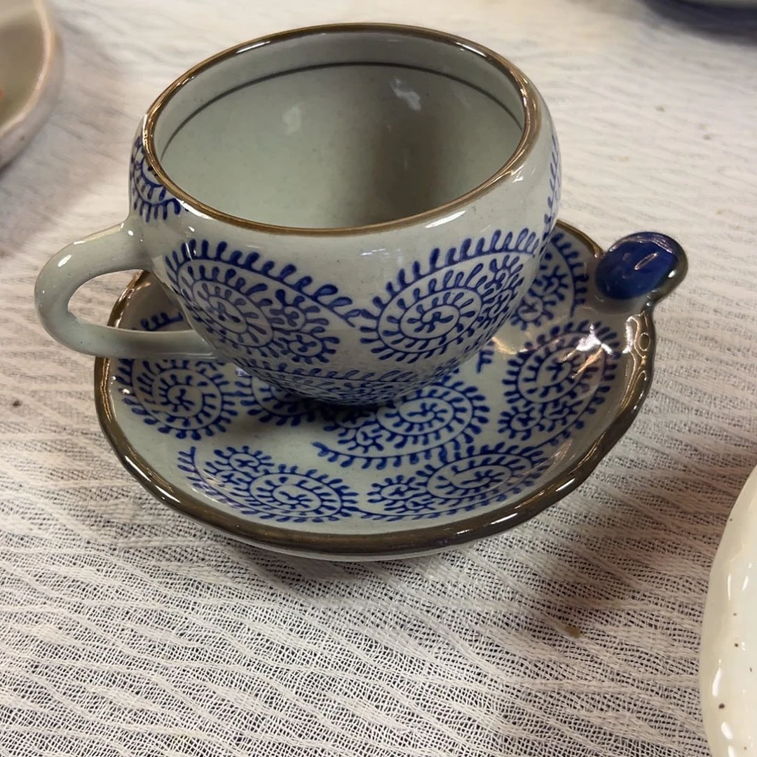 瓷片粗套咖啡杯盘子可爱26
