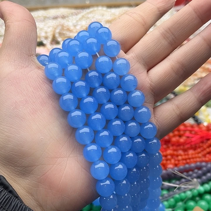 玛瑙/玉髓珠宝半成品未镶嵌一条10mm左右深海蓝宝