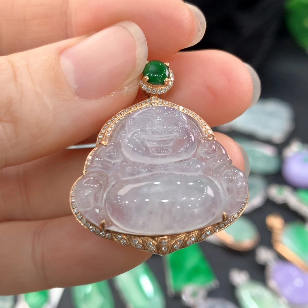 翡翠吊坠(不含链)18K金镶嵌