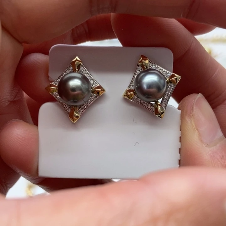 海水珍珠耳饰银S925镶嵌