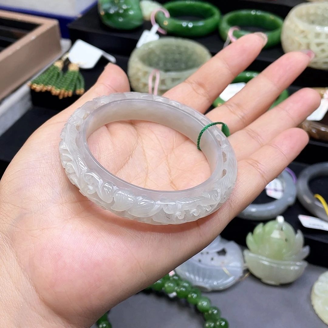 和田玉手镯57圈口22未镶嵌