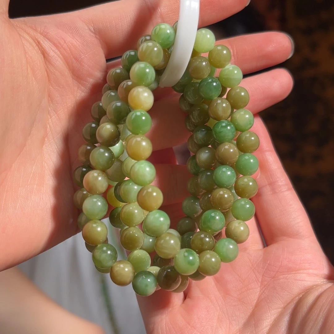 手串未镶嵌和田玉黑羊洞唐三彩8mm多样性发货拍一发一175