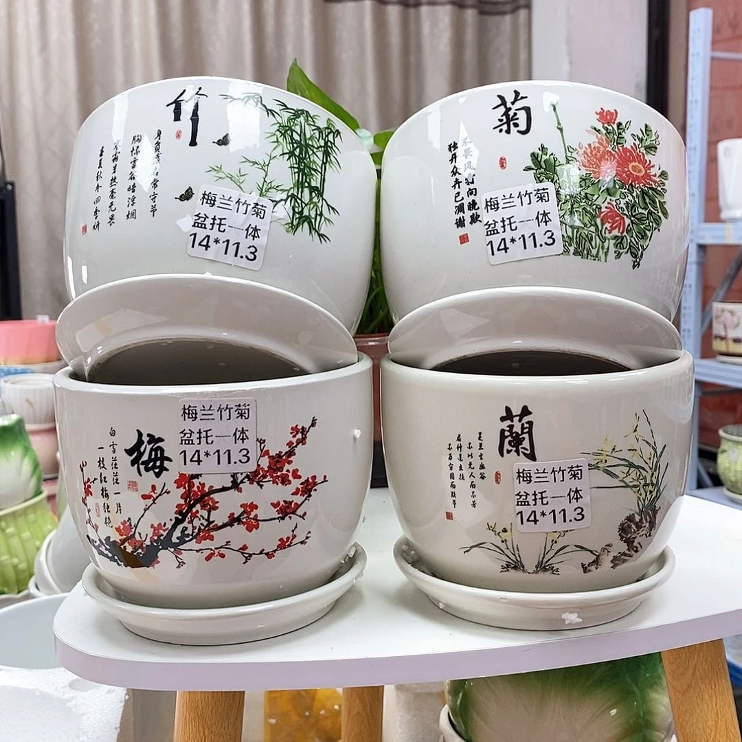 陶瓷@陶瓷花盆@@梅兰竹菊