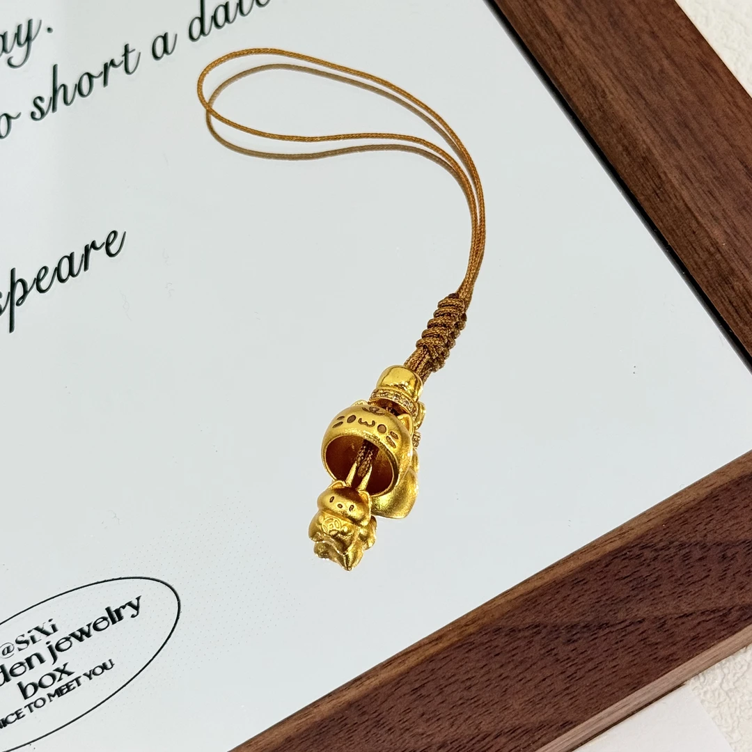 铜合金锆石吊坠 XL-19新中式国潮风萌宠躲猫猫挂件