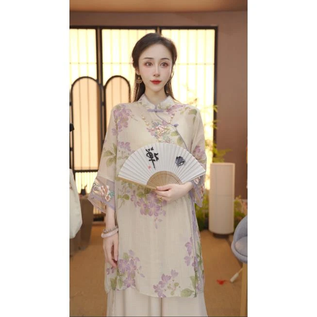 2025新中式设计日常舒适精品麻高品质上衣夏上新FB25050910