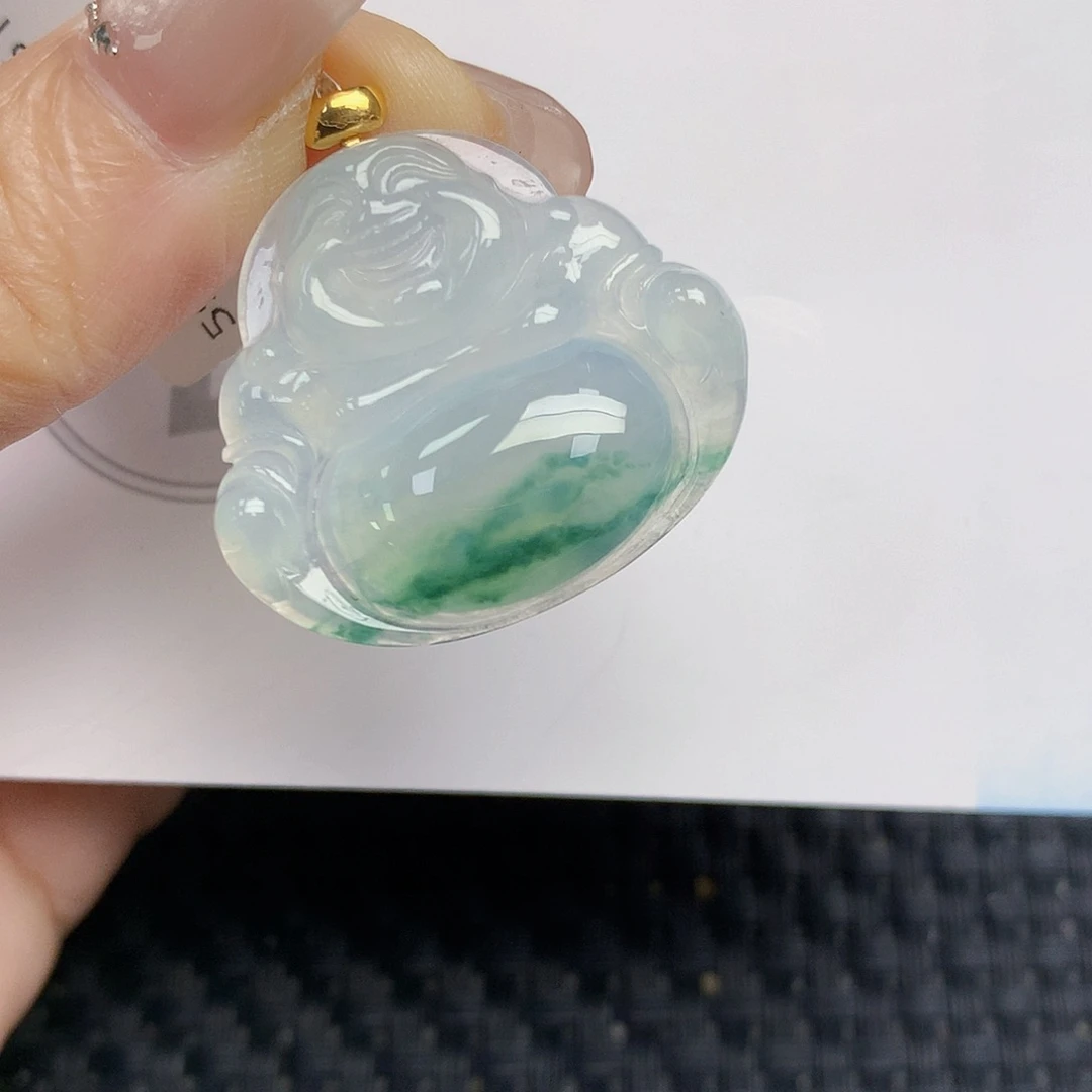 颈饰18K金镶嵌翡翠佛公