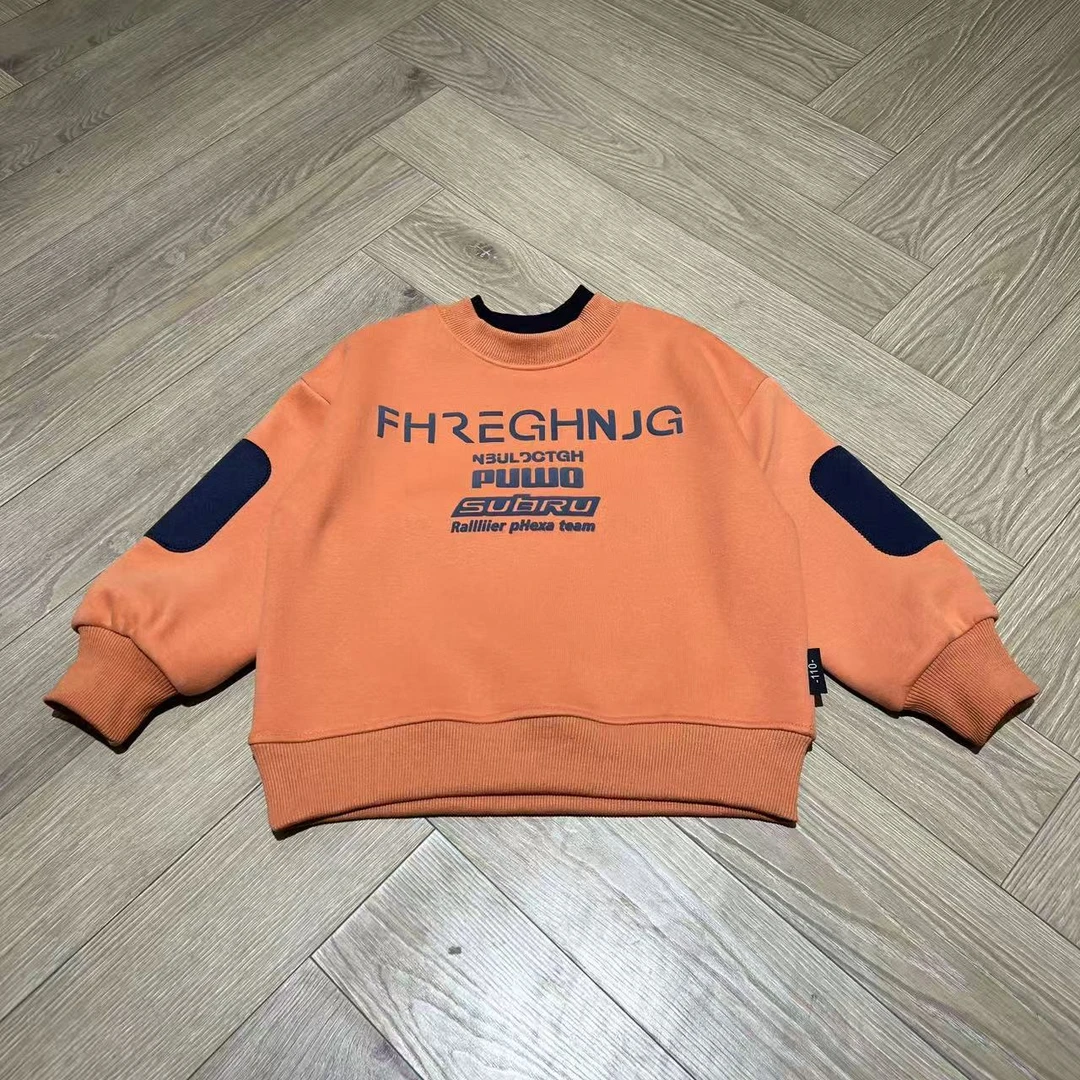 舅舅严选童装冬款加绒韩版百搭休闲潮流长袖儿童圆领套头卫衣Q930