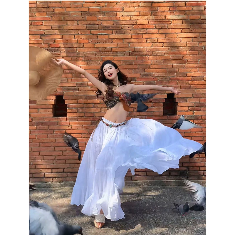 2025年夏季新款chic网红同款度假风外穿抹胸上衣配大摆半身长裙女