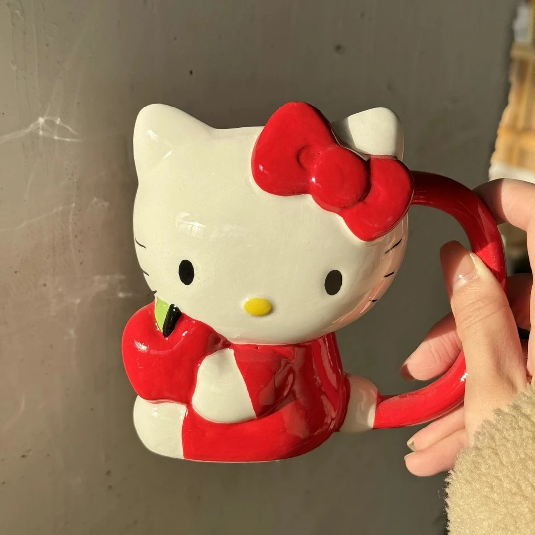 陶瓷卡通可爱水杯凯蒂ins高颜值儿童马克杯杯子创意kt少女陶瓷杯