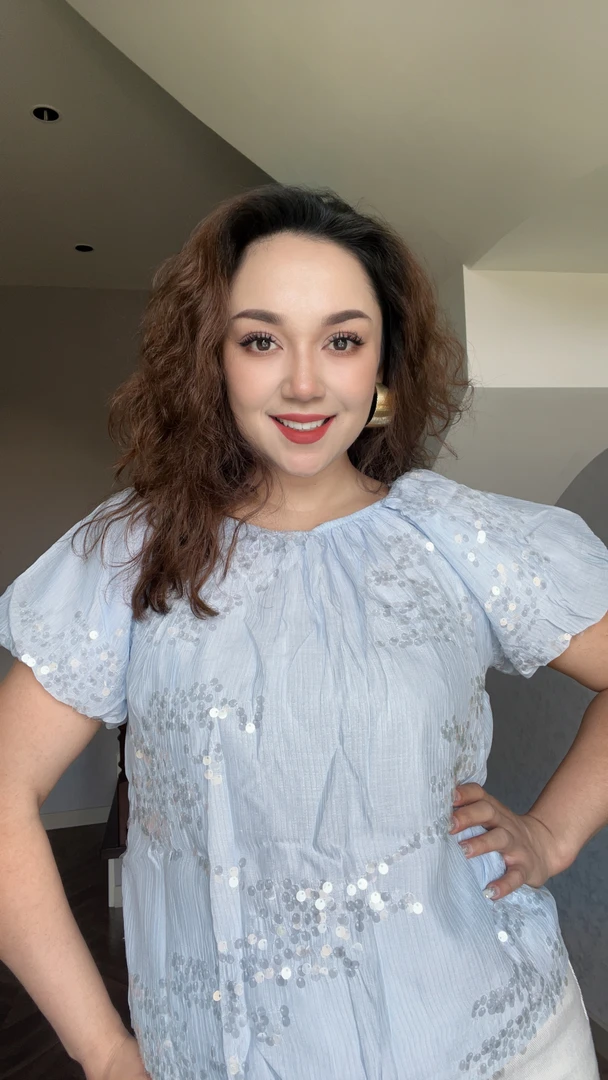 夏季新款甜美一字肩亮片上衣小众高级感显瘦百搭泡泡袖衬衣