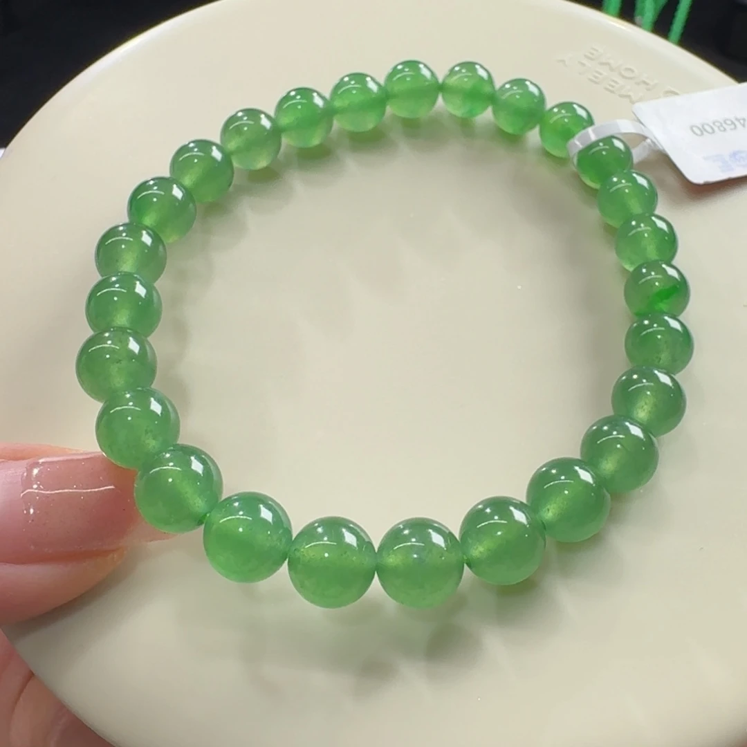 未镶嵌手链翡翠高冰波青梅绿卡7.9-6.9 炸光！毕业！
