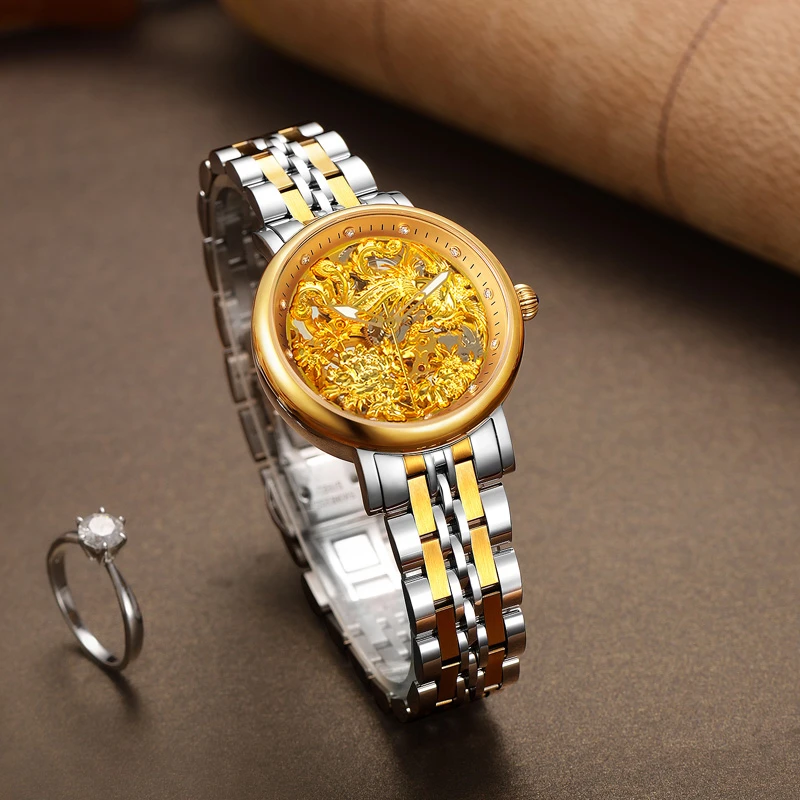 凤表送老婆新年礼物品牌正品复古金表女士腕表时尚手表女士机械表