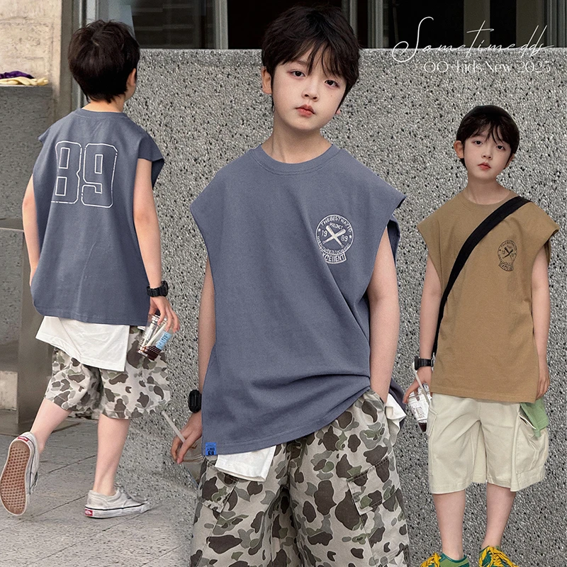 在仓【89号】源源家童装2025新款儿童无袖t恤男童夏季背心孩上衣夏5