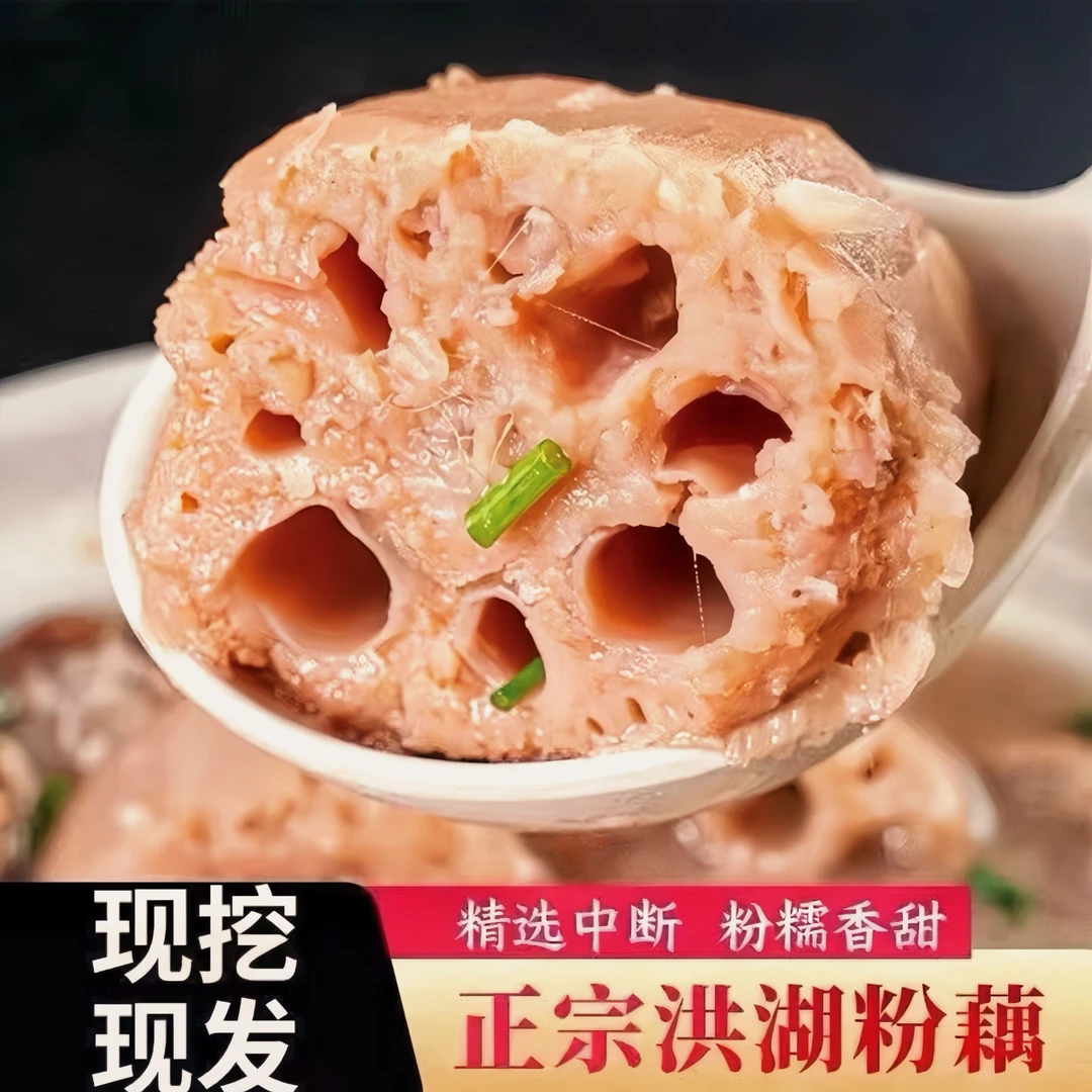 湖北洪湖新鲜现挖煲汤粉藕正宗红藕农家特产九孔红莲藕3斤5斤