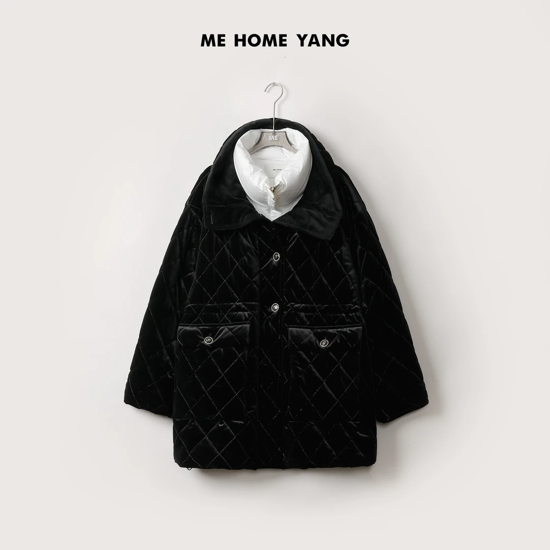 ME【5号小香鹅绒服】冬季时尚休闲显瘦百搭黑色连帽羽绒服MEQC3652